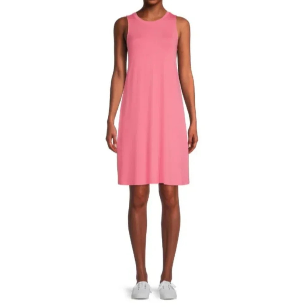Time and Tru Women's Size L (12-14) Sleeveless Knit Dress w/Pockets Pink/Salmon